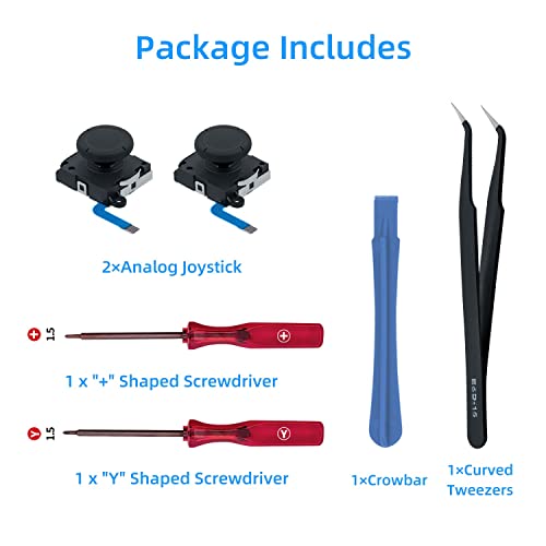 Mcbazel Joycon Joystick Replacement for Nintendo Switch, Switch OLED, Switch Lite(NOT for Switch 2) - 3D Replacement Joystick Analog Thumb Stick with +&Y-Screwdriver, Pry Tool, Tweezer Kit - color: Black