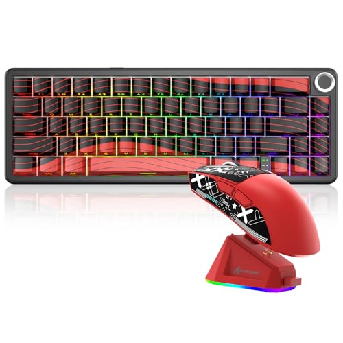 Attack Shark X65PRO HE & X11 Gaming Combo–Hall Effect Magnetic Keyboard & Superlight Mouse with RGB Charging Dock,8KHz Polling 22K DPI,Tri-Mode Wireless,Hot-Swappable,for Win/Mac/Linux (Black Red)