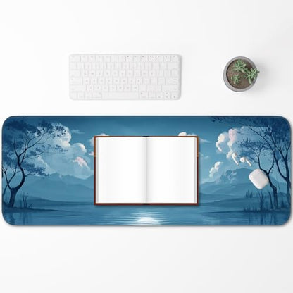 Mouse Pad, Moon Pattern, Non-Slip Rubber Base Gaming Mouse Pad for Home, Office, Gaming, Large 31.5x11.8 Inch Desk Pad - color: Ocean and moon
