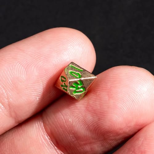Mini Dice Set with Rune Keychain Case,7PCS Polyhedral Metal Dice Set for DND Role Playing Games(Silver/Red Copper Green) - color: Silver/Red Copper Green