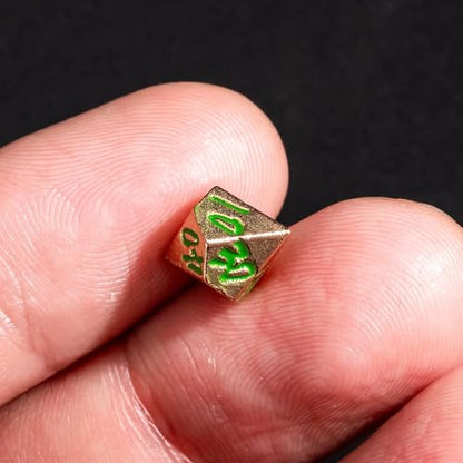 Mini Dice Set with Rune Keychain Case,7PCS Polyhedral Metal Dice Set for DND Role Playing Games(Silver/Red Copper Green) - color: Silver/Red Copper Green