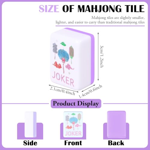 Simgoing 160 Pcs 1.2 Inch American Mahjong Sets Mahjong Tiles Melamine Engraved Multi-Layer Mah Jong Ideal for Home & Party Games, Tiles Only(Modern,Light Purple) - color: Light Purple, style: Modern