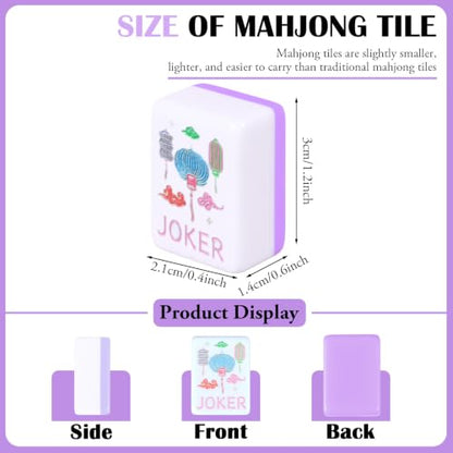 Simgoing 160 Pcs 1.2 Inch American Mahjong Sets Mahjong Tiles Melamine Engraved Multi-Layer Mah Jong Ideal for Home & Party Games, Tiles Only(Modern,Light Purple) - color: Light Purple, style: Modern