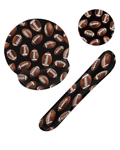 American Football Keyboard Wrist Rest Pad and Mouse Pad Wrist Support Set,3-in-1 Ergonomic Mouse Pad with Non-Slip Rubber Base for Home Office Game Computers Desk, - color: American Football