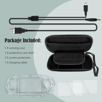 JDGPOKOO 5 in 1 Accessories Kit for PSP 1000, Carrying Case for PSP 1000, Protective Case Shell, 2 Set Screen Protectors and Charging&Date Cable, Compatible with PlayStation Portable 1000 ONLY - size: 5 in 1 psp 1000