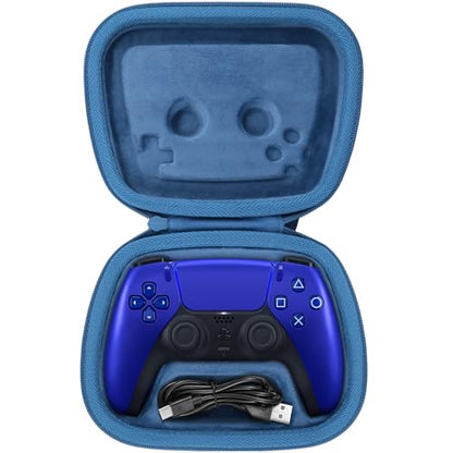 Baval Hard Case for Playstation 5 PS5 DualSense Wireless Controller | Protective Storage Box, Specifically Design for PS 5 Controller, Soft Velvet Lining, Customized Slots, Snug Fit, Dark Blue - color: Blue Hard Case