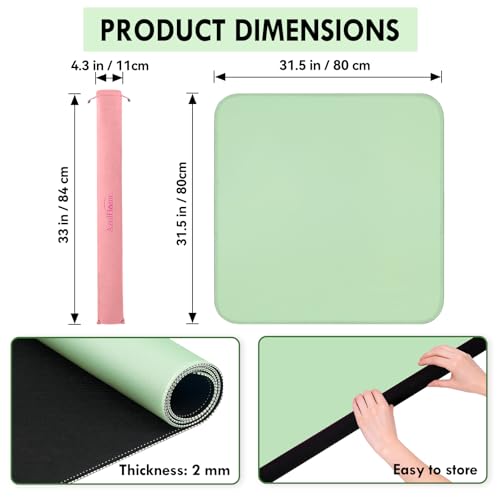 Green 31.5" Crease-Free Non-Slip Noise Reduction Mahjong Mat | American Mahjong Table Cover with Carrying Bag for Poker Card Games Dominoes & Board Games - color: Green