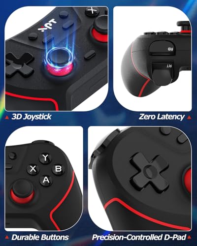 XPT PC Gaming Controller with Bluetooth/2.4G Wireless, Bluetooth Gamepad Game Controller for PC Windows/ Switch2/Switch1/PS4/PS3,Macro Programmable, Adjustable Turbo & Dual Vibration (black) - color: black