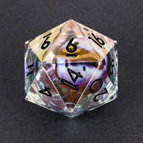 Electroplated Resin Dice Set, Resin Edge Sharp for Dungeons & Dragons RPG, MTG Board Games with Gift Box(Electroplating Purple White Longan) - color: Electroplating Purple White Longan