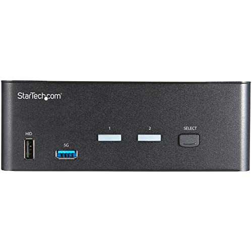 StarTech 2-Port Dual HDMI KVM, 4K 60Hz UHD HDR, USB 3.0 Hub, TAA | Fast switching, USB 3.0 5Gbps hub, 4x USB 2.0 HID ports, Hotkey, Two computers two monitors, Analog & 7.1 digital audio