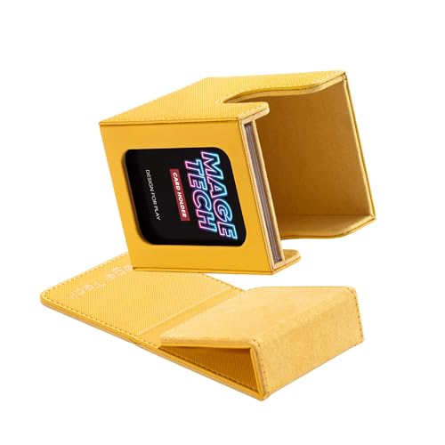 Mage Tech Commander Deck Box Lite - Card Display with Snap Card Holder & Removable Cover, Fits 100+ Single-Sleeved Cards, Ideal for MTG, PTCG, OPCG, SWU & More (Yellow) - color: Yellow