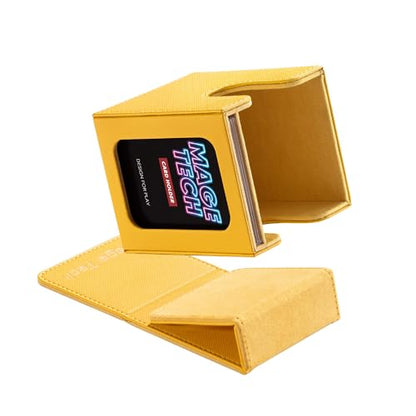 Mage Tech Commander Deck Box Lite - Card Display with Snap Card Holder & Removable Cover, Fits 100+ Single-Sleeved Cards, Ideal for MTG, PTCG, OPCG, SWU & More (Yellow) - color: Yellow