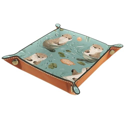 Dice Trays Otters Holder Storage Box for Dice Games Like RPG DND, Leather Dice Holder Portable Folding Rolling Dice Tray, 16x16cm - color: Multi 8
