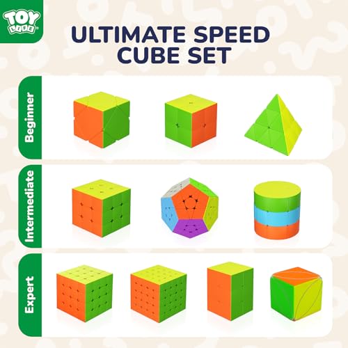 STEAM Life Speed Cube Set 10 Pack Magic Cube | Includes 2x2 3x3 4x4 5x5 Speed Cube, Pyramid Cube, Megaminx Cube Puzzle Cube Bundle Collection Cube, Toys Gift for Kids & Adults - color: 10 Pcs