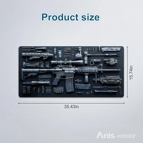 Large Gaming Mouse Pad Military Weapon Pattern Non-Slip Desk Mat