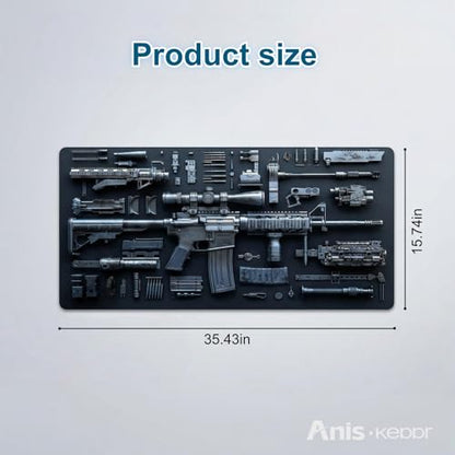 Large Gaming Mouse Pad Military Weapon Pattern Non-Slip Desk Mat