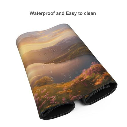 XXL Gaming Mouse Pad 35.4x15.7 inch, Quiet Mountain Lake Landscape Theme Desk Mat,Large Beautiful Flower Scene Mousepad (Alpine Lake) - color: Alpine lake