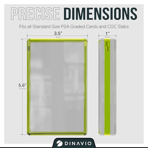PSA Graded Card Display Acrylic Case for Standard PSA and CGC Slabs - Slab Case - PSA Card Case - Graded Card Display Case - Updated Dimensions - Stand Included (Yellow Border) - color: Yellow Border