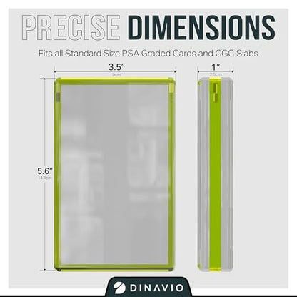 PSA Graded Card Display Acrylic Case for Standard PSA and CGC Slabs - Slab Case - PSA Card Case - Graded Card Display Case - Updated Dimensions - Stand Included (Yellow Border) - color: Yellow Border