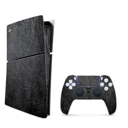 MightySkins Skin Compatible with PlayStation 5 PS5 Slim Digital Edition Bundle - Black Leather | Protective, Durable, and Unique Vinyl Decal wrap Cover | Easy to Apply | Made in The USA - color: Black Leather, size: PS5 Slim Digital Edition With Controlle