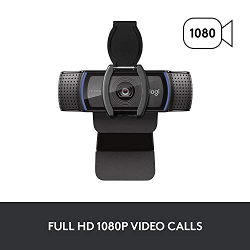 Logitech C920S HD Pro Webcam, Full HD 1080p/30fps Video Calling, Clear Stereo Audio, Light Correction, Privacy Shutter, Works with Skype, Zoom, FaceTime, Hangouts, PC/Mac/Laptop/Tablet/Xbox | Full HD 1080p/30fps Video, Dual Stereo Mics, HD Autofocus, Auto