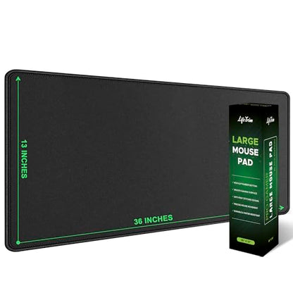 LifeTrim 36” x 13” Extra Large Mouse Pad Gaming Extended Keyboard Mat Full Desk Cover Oversized Mouse Pad XL Desk Protector Mat Giant Thick Black Gaming XXL Mousepad Large Desk Mats Deskpad - size: 36" x 13"