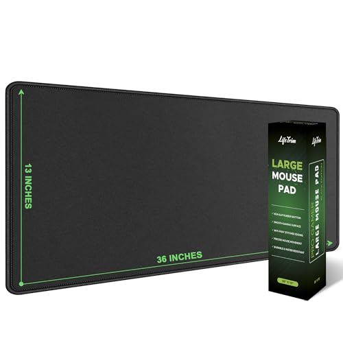 LifeTrim 36” x 13” Extra Large Mouse Pad Gaming Extended Keyboard Mat Full Desk Cover Oversized Mouse Pad XL Desk Protector Mat Giant Thick Black Gaming XXL Mousepad Large Desk Mats Deskpad - size: 36" x 13"