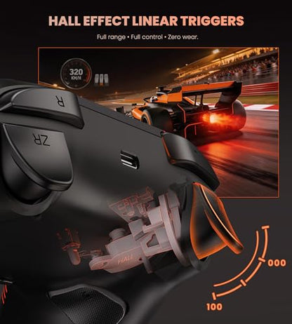 PC Controller with Hall Effect Joysticks & Trigger, Wireless PC Gaming Controller with Charging Dock & RGB Design, 1000Hz Polling Rate, No Drift, Programmable Back Buttons, Turbo, Gaming Controller for Windows PC/Switch/Android/iOS - color: Black