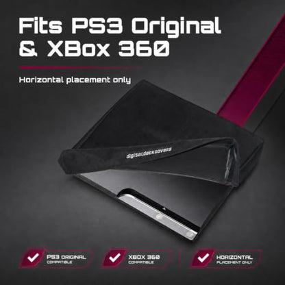 PS3/XBOX360 Console Dust Cover, Black | Antistatic, Water Resistant, Premium Fabric, Gaming System Protector