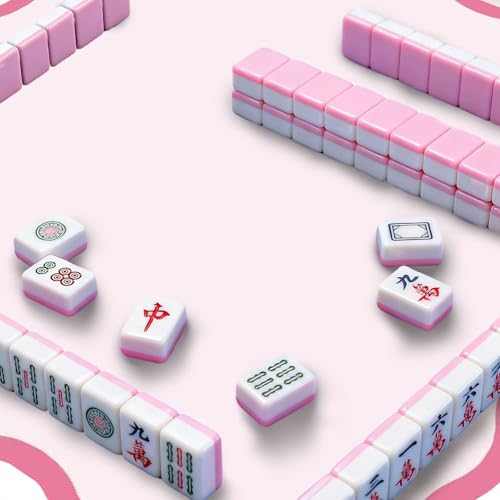 Scalloped Mahjong Mat - Non-Slip Noise Reduction Gaming Mat 31.5 x 31.5 Inch for Mahjong,Waterproof Surface, Neoprene Mahjon for American Mahjong Game (Pink) - color: Pink