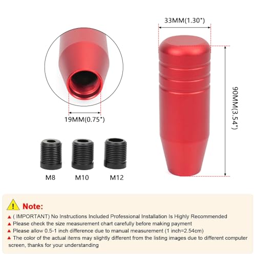 3.5inch Aluminum Alloy Shift Knob, Heavy Duty Car Gear Lever Stick Shifter Handle fit Most Automatic Manual Vehicle Red - color: Red, size: 9cm