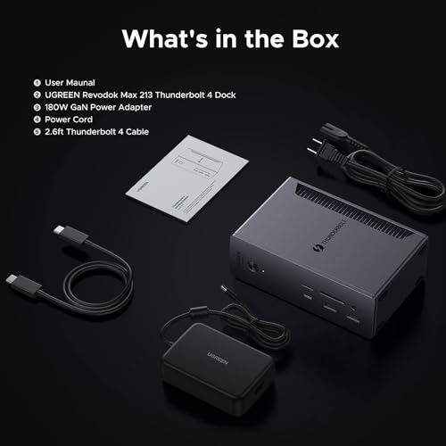 UGREEN 13-in-1 Thunderbolt 4 Docking Station, Dual 4K@60Hz, 2.5G Ethernet | 3xTBT4 40Gbps, Single 8K@30Hz, 90W Host Charging, SD/TF 4.0 312MB/s, TBT4 Dock for MacBook and Windows Laptop,Revodok Max 213