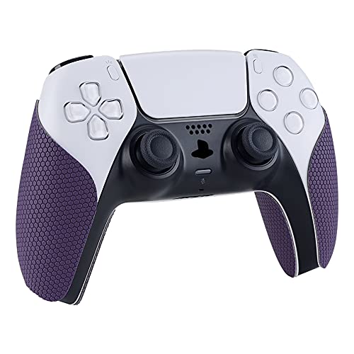 eXtremeRate PlayVital Purple Anti-Skid Sweat-Absorbent Controller Grip for ps5 Controller, Professional Textured Soft Rubber Pads Handle Grips for ps5 Controller - color: Purple