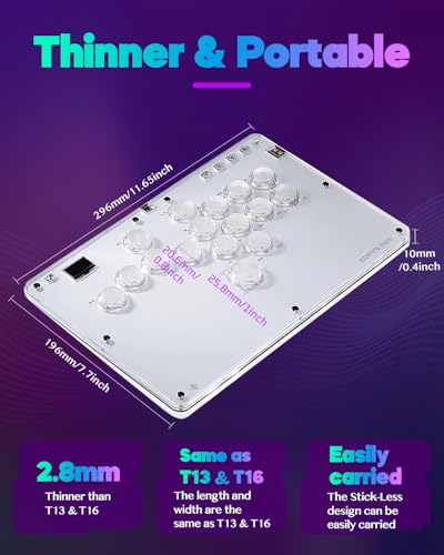 Haute42 R16 Leverless Arcade Stick, Hot-Swap 16-Key Fighting Controller | Custom RGB & Turbo Functions & Hot Swap Supported, Compatible with PC/Ps3/Ps4/Switch/Steam - color: White