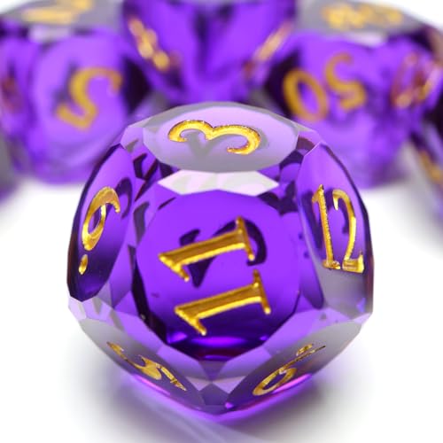 XENOLUX DND Dice Set Polyhedral Resin Dice with Softened Edges for Tabletop Role Playing Games, Deep Purple Diamond Cut Gemstone Shape Dice - RD Purple - color: Rd-purple