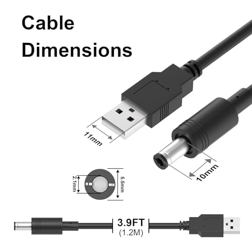 USB to DC 5V Power Cable 5.5x2.1mm Universal 10 Connector Tips Kit