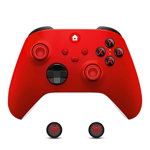 Moonag Wireless Controller for Xbox, Compatible with Xbox Series X/S/One/PC, With 2 Silicone Thumb Grips, Hall Effect Joysticks, 2.4GHz Wireless Adapter Gamepad with RGB Light, Dual Vibration, TURBO - color: Red