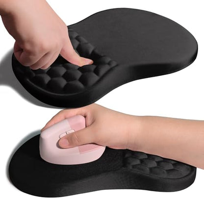 Ergonomic Joint Wrist Support Mouse Pad with Memory Foam Cushion Massage Bump, Carpal Tunnel Pain Relief Mousepad Slope Design for Wrist Rest, 11.8x7.9 in, Black - color: Black