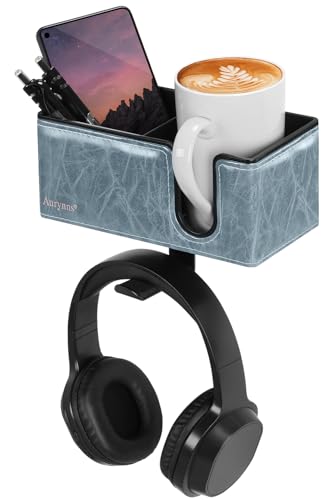 Desk Cup Holder Clip on Pen Holder Headphone Hanger Headset Stand Rotatable Clamp Hook Under Desk (Sky Blue) - color: Sky Blue