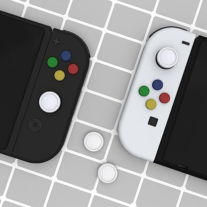 eXtremeRate PlayVital Switch Joystick Caps, Thumbstick Caps, Silicone Analog Cover for Switch Lite & OLED Joycon Thumb Grips - White - color: White