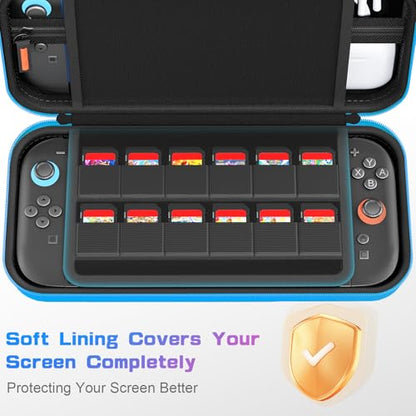 daydayup Switch Carrying Case Compatible with Nintendo Switch 2, with 24 Games Cartridges Protective Hard Shell Travel Carrying Pouch DS Case of Blue - color: Blue, size: 2025-Inch
