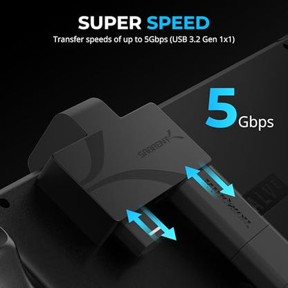 SABRENT USB-C 3-Port Gaming Hub for Steam Deck, PD (HB-STDK) | 5Gbps USB 3.2; dual USB-A ports; PD charging; compact; for Steam Deck & handhelds