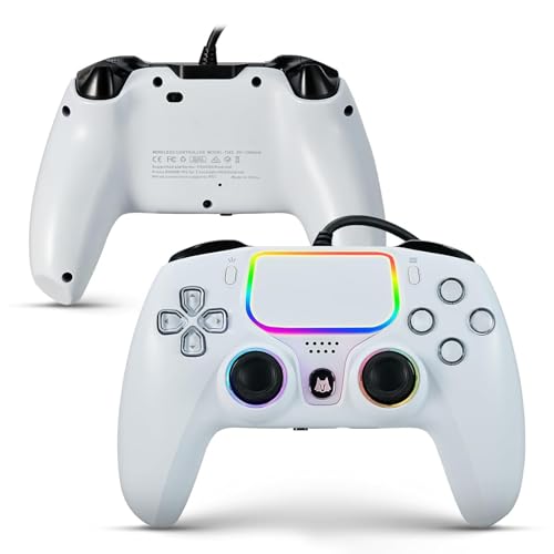 NBCP Wired Controller 2 Pack for PS5 & PC – Hall Effect Triggers,6-Axis Gyro,Turbo Function,Dual Vibration,Wired Gamepad for PlayStation 5,Windows PC,Steam (White,2 Pack) - color: White-2 Pack