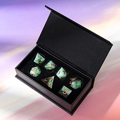 Sharp Edge DND Dice Set Handmade 7 Accessories Dice for Dungeons and Dragons TTRPG Games, Multi-Sided RPG Polyhedral Resin Sharp Edge Dice Roleplaying Games (Gradient Green) - color: Gradual Green