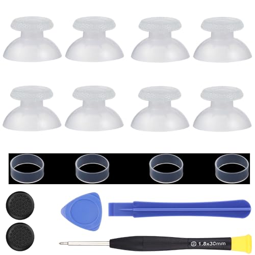 8 Pack Clear White Replacement Thumbsticks for DualSense PS5 Controller, Custom Analog Thumb Stick Joystick Grip Replacement for PlayStation 5 Controller - size: Clear White