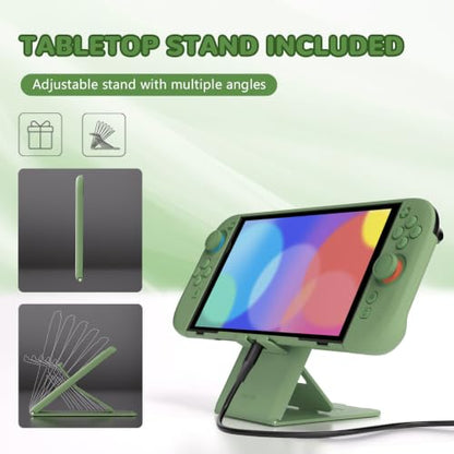 PlayVital Hard Case for Nintendo Switch 2 with Extra Stand & Thumb Grip Caps | Split Design, Dockable Protective Full-Body Shell Cover for Nintendo Switch 2 | Solid Color Series, Matcha Green - color: Matcha Green