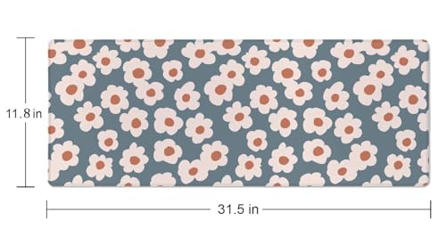 Gaming Mouse Pad, Large Mouse Pads for Women, Non-Slip Rubber Base Mousepad, Keyboard Mouse Mat, Desk Pad with Stitched Edges, 31.5x11.8inch Daisy Floral Pattern - color: Daisy Floral Pattern