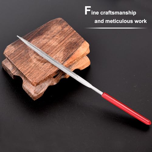 10pcs Mini Diamond Needle Files,Packed in Synthetic Leather Case,for high Precision Sanding Work on Wood,Plastic,Metal and Jewelry Carving - color: Red