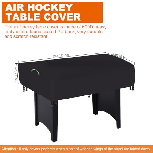 Air Hockey Arcade Table Cover,Heavy Duty 600D Oxford Covers for Hockey Game Table/Foosball and Game Soccer Table ,Outdoor Waterproof,Rain, Snow and Wind-Proof (Black, 60*32*20in) - size: 60*32*20in