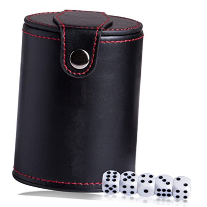 VICASKY 2sets Leather Dice Cup Set Double-Layer Storage Pu Leather Shaker for Ktv and Bars Includes Dice Lightweight and Compact Design